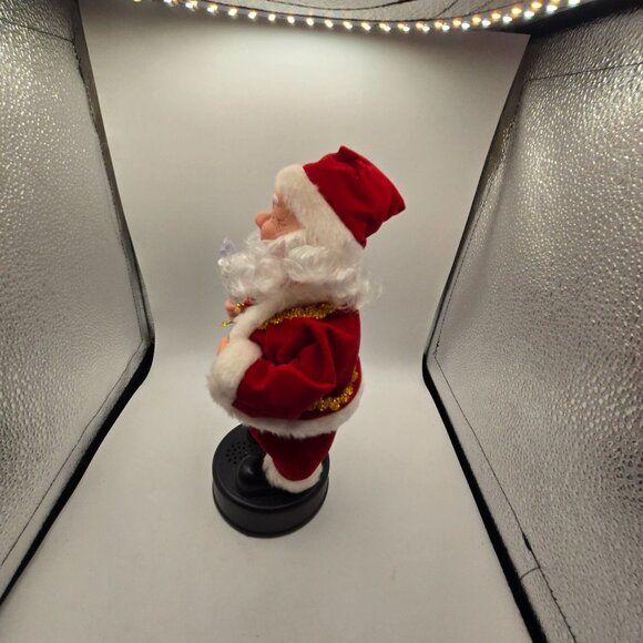 Vintage Santa Claus Animated Figurine With Light-Up Candle Musical Jingle Bells - Picture 4 of 6